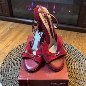 BeautiFeel Red Leather Strappy Sandals
